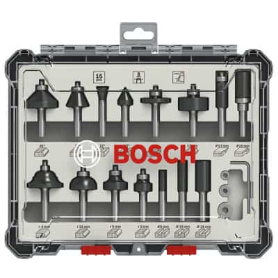 BOSCH Kit de 15 fraises mixtes à queue de 8mm - 2607017472