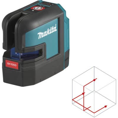 MAKITA Laser lignes et 4 points croix rouge 25m 12V solo - SK106DZ