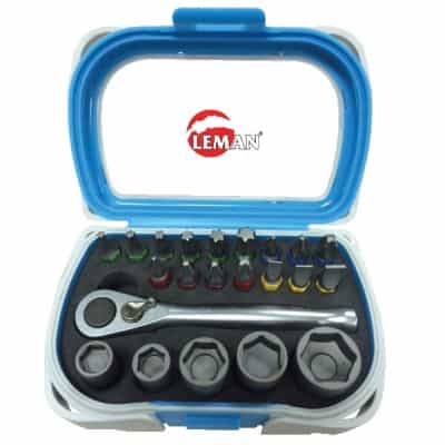 LEMAN Coffret 22 pièces (16 embouts + 5 douilles + 1 cliquet) - 56022