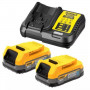 DEWALT Pack 2 batteries + chargeur Powerstack 18V 1.7Ah - DCB115E2-QW