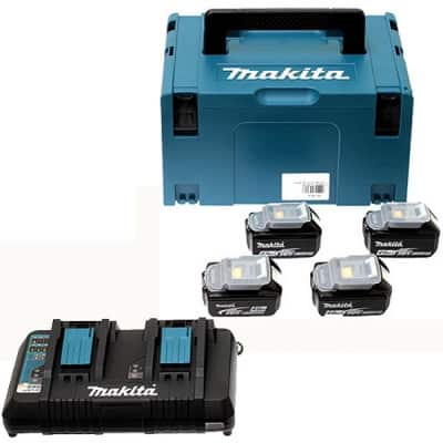 MAKITA Pack 4 batteries 18V 5Ah + chargeur double DC18RD - 197626-8