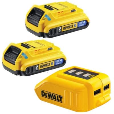 DEWALT Pack 2 batteries bluetooth 18V 2Ah + Adapt USB - DCB283BC