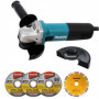 MAKITA Meuleuse 125 mm 840 W + coffret + 4 disques - 9558HNRGK1